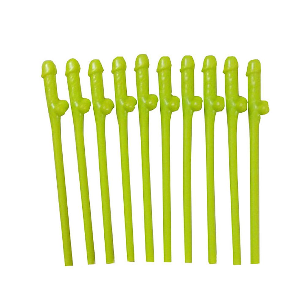 Bachelorette Glow-In-The-Dark Dicky Sipping Straws - 10 Piece