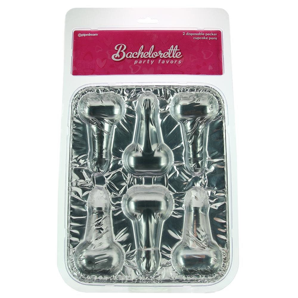 Bachelorette Party Favors Disposable Pecker Cup Cake Pans - Pack of 2