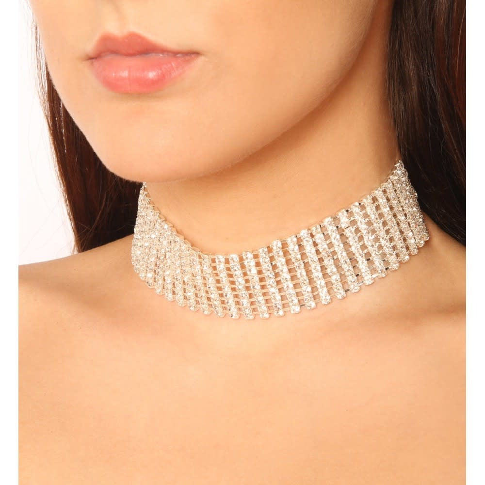 Stretchy Nine-Row Choker Silver