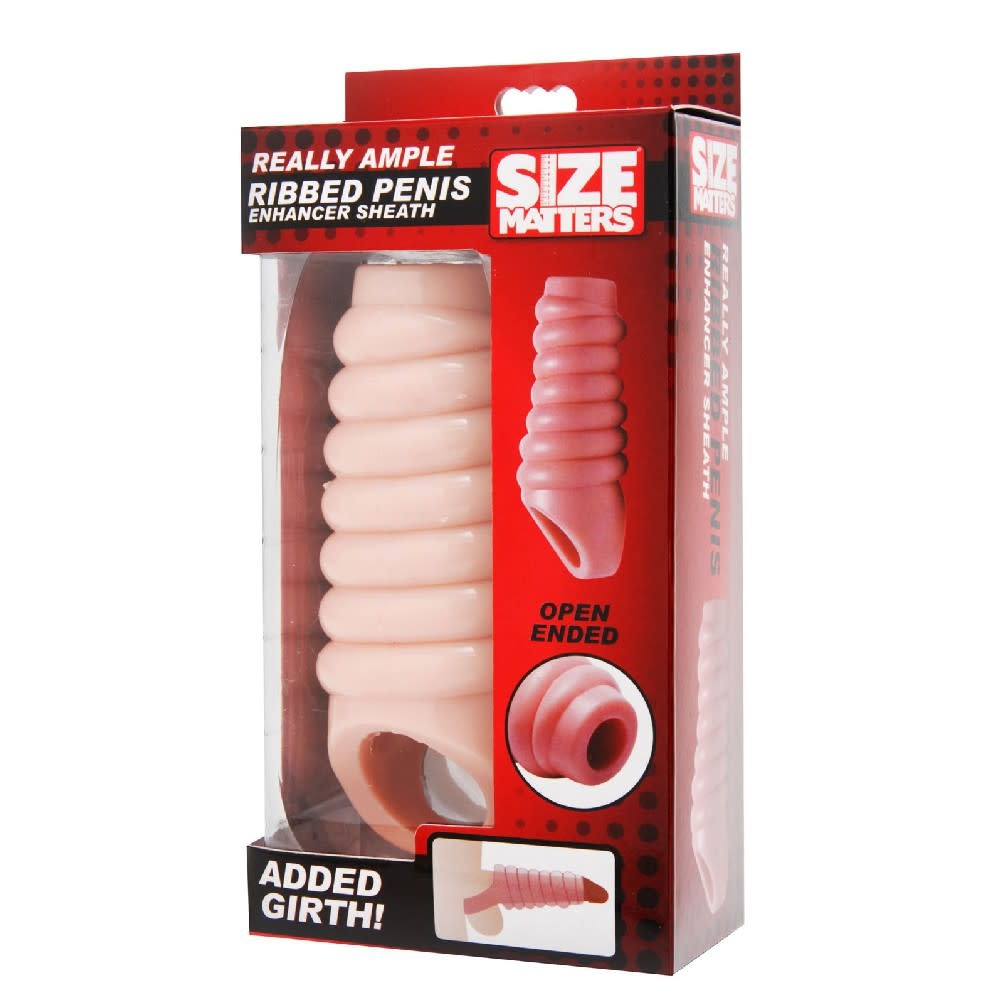 Really Ample Ribbed Penis Enhancer  - Natural