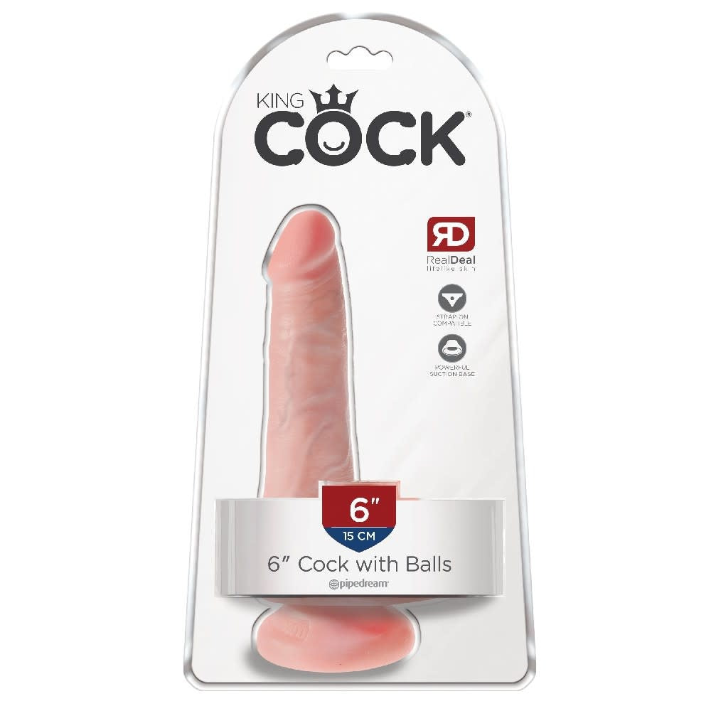 King Cock 6" Cock With Balls - Light