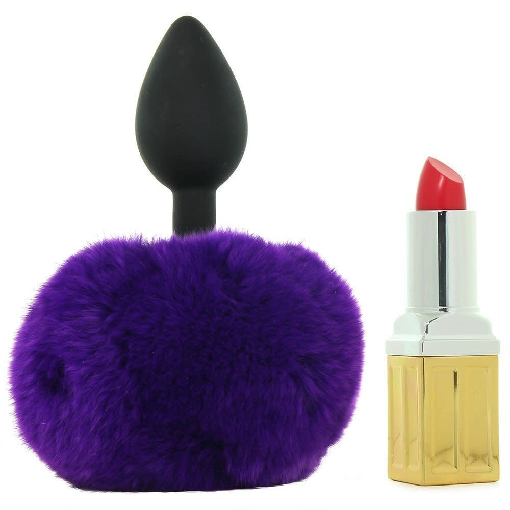 Silicone Bunny Tail Plug - Purple Puff