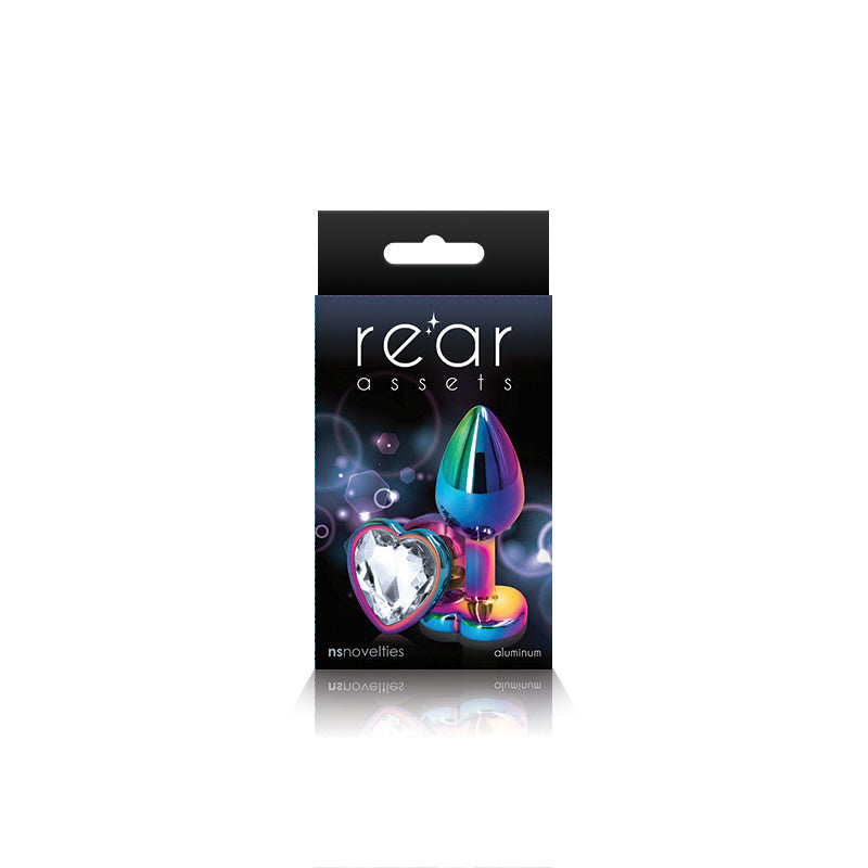 Rear Assets Anal Plug - Multicolor - Small - Clear Heart