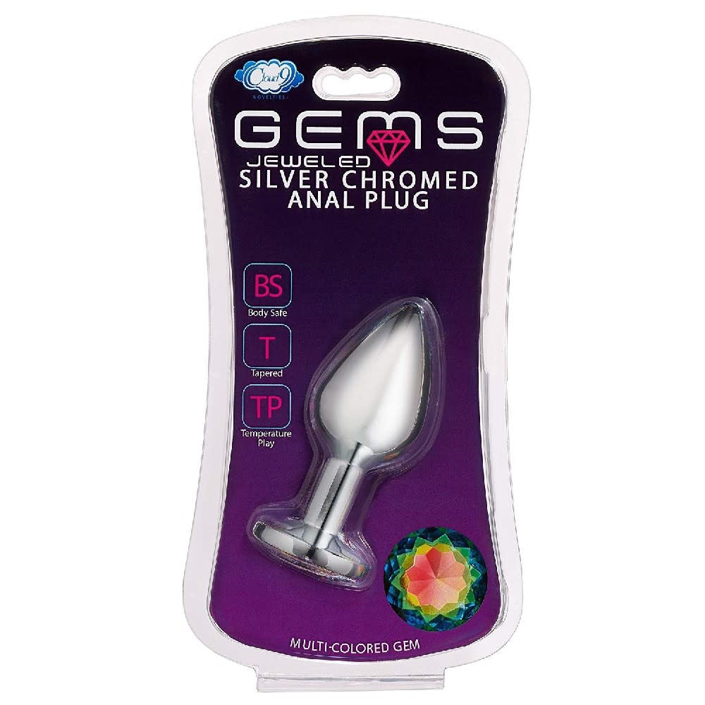 Gems Silver Chrome Anal Plug - Medium