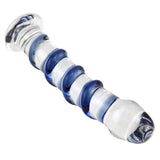 Blue Spiral Glass Dildo