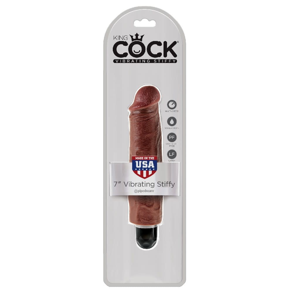 King Cock 7-inch Vibrating Stiffy - Chocolate