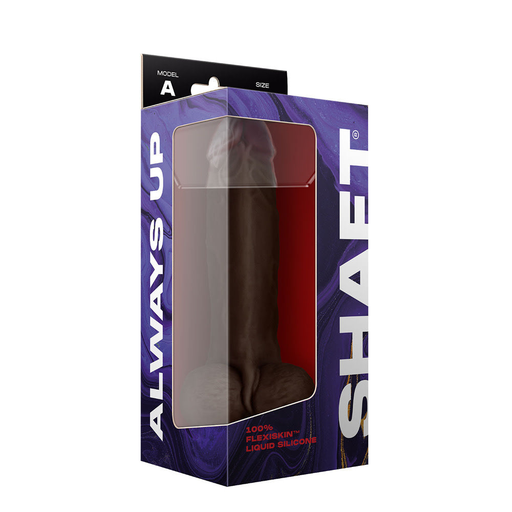 Shaft Model A Flexskin Liquid Silicone 9.5" Dong w/Balls - Mahogany