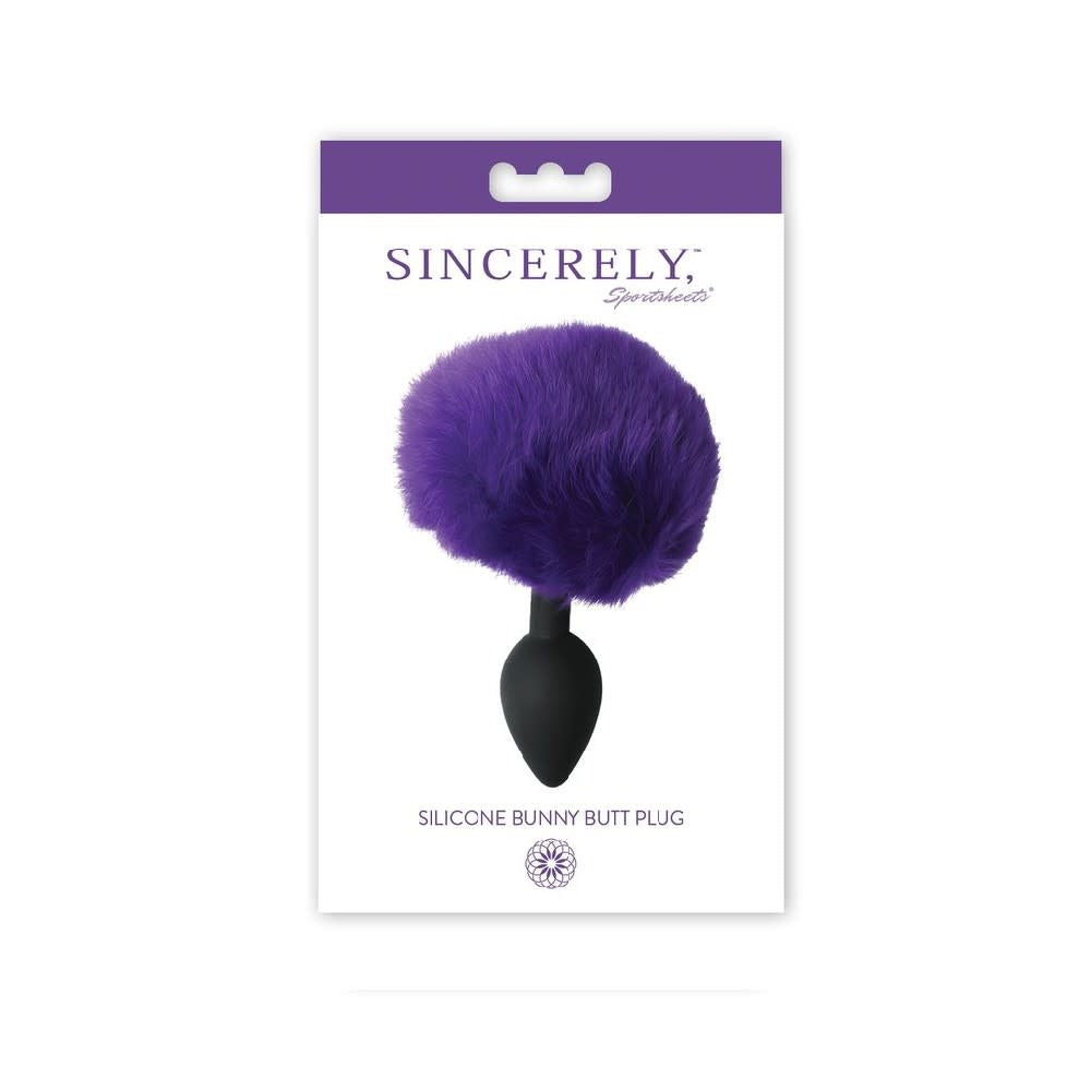 Silicone Bunny Tail Plug - Purple Puff