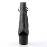 7" Black Faux Leather Stiletto Heel Platform