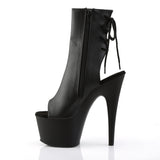 7" Black Faux Leather Stiletto Heel Platform