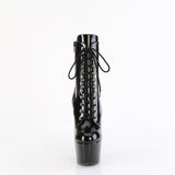 7" Black Glitter Patent Lace-Up Bootie