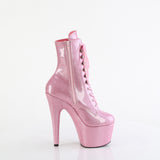 7" Pink Glitter Patent Lace-Up Bootie