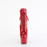 7" Ruby Red Glitter Patent Lace-Up Bootie