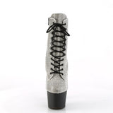 7" Rhinestone Lace-Up Bootie with Black Platform/Heel