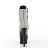 7" Rhinestone Lace-Up Bootie with Black Platform/Heel