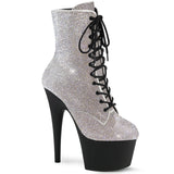 7" Rhinestone Lace-Up Bootie with Black Platform/Heel