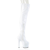 7" White Patent Holographic Thigh High Boot