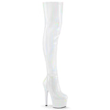 7" White Patent Holographic Thigh High Boot