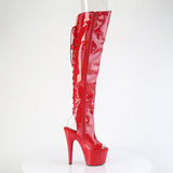 ADO3019HWR 7" Red Patent Open Toe/Heel Holographic Thigh High Boot