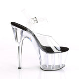 7" Spike Heel Black Insole Clear Platform Ankle Strap Sandal