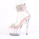 7" Rhinestone Ankle Cuff Pink Insole 2 3/4" Clear Platform