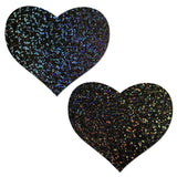 Black Glitter Heart Pasties