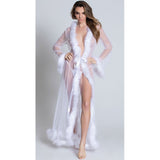 Maribou Trimmed Floor Length Robe