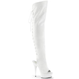 White 6" Matte Open Toe/Heel Thigh High Boot