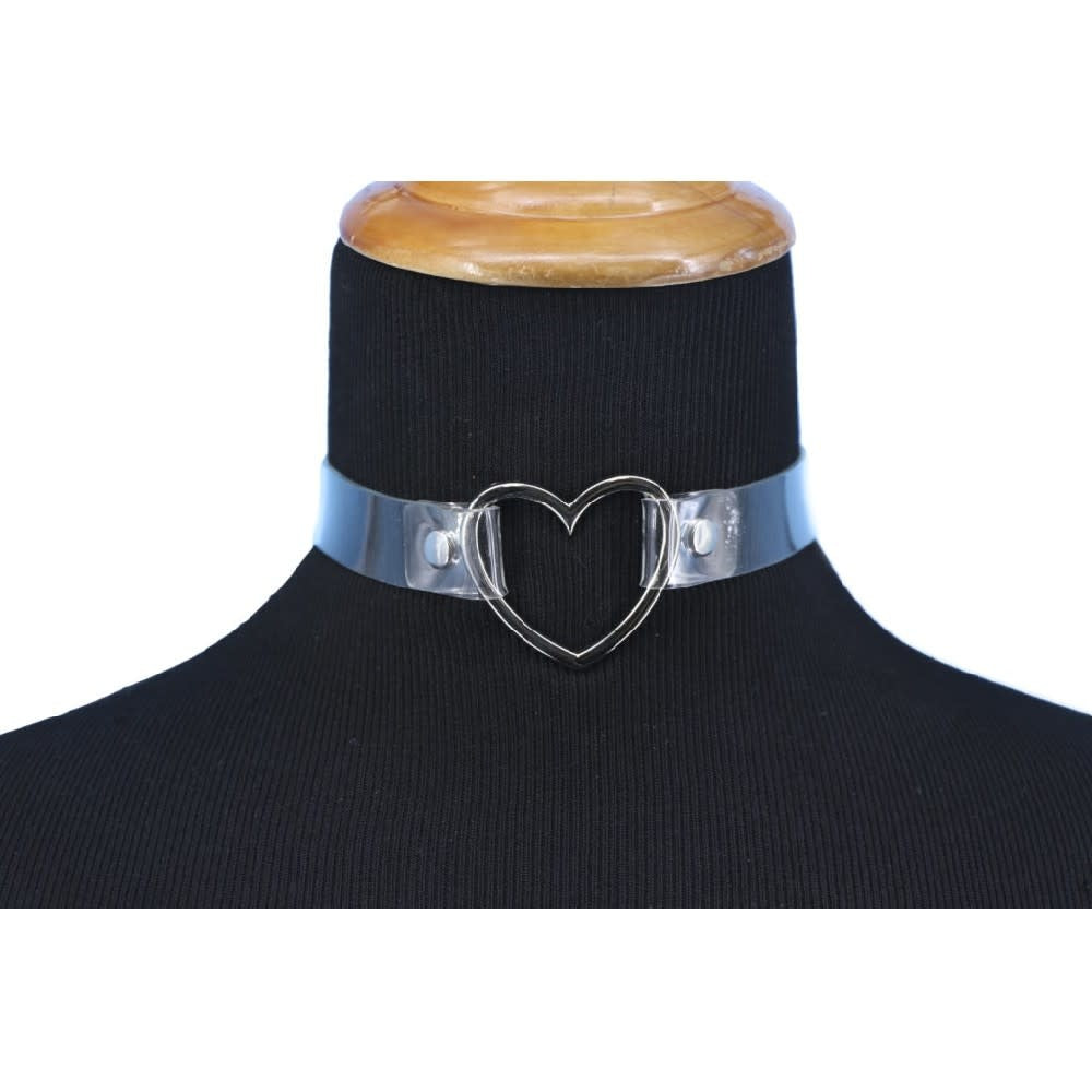 Clear Choker with Heart Ring