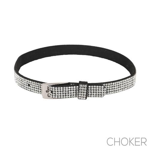 Crystal Suede Buckle Choker