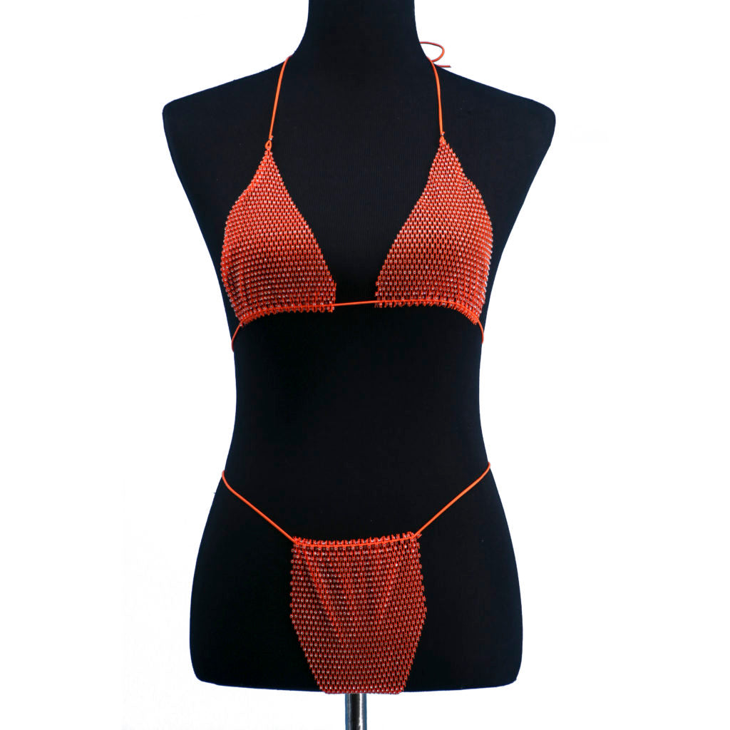 Rhinestone Mesh Bikini Set