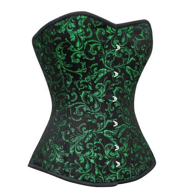 Brocade Overbust Corset Green