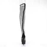 6" Delight-3009 Fishnet and Rhinestone Thigh High with Black Platform/Heel