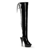 DEL-3017 6" Patent Open Toe/Heel Thigh High Boot