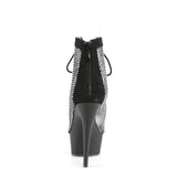 6" Fishnet and Rhinestone Lace-Up Front Ankle Boot