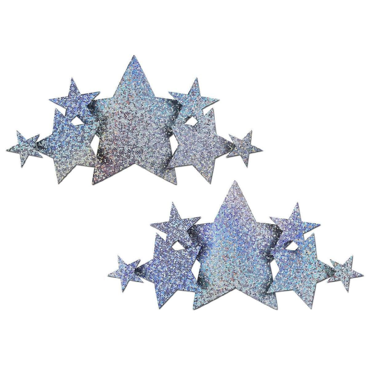 Silver Glitter Stars Breast Cover Pasties