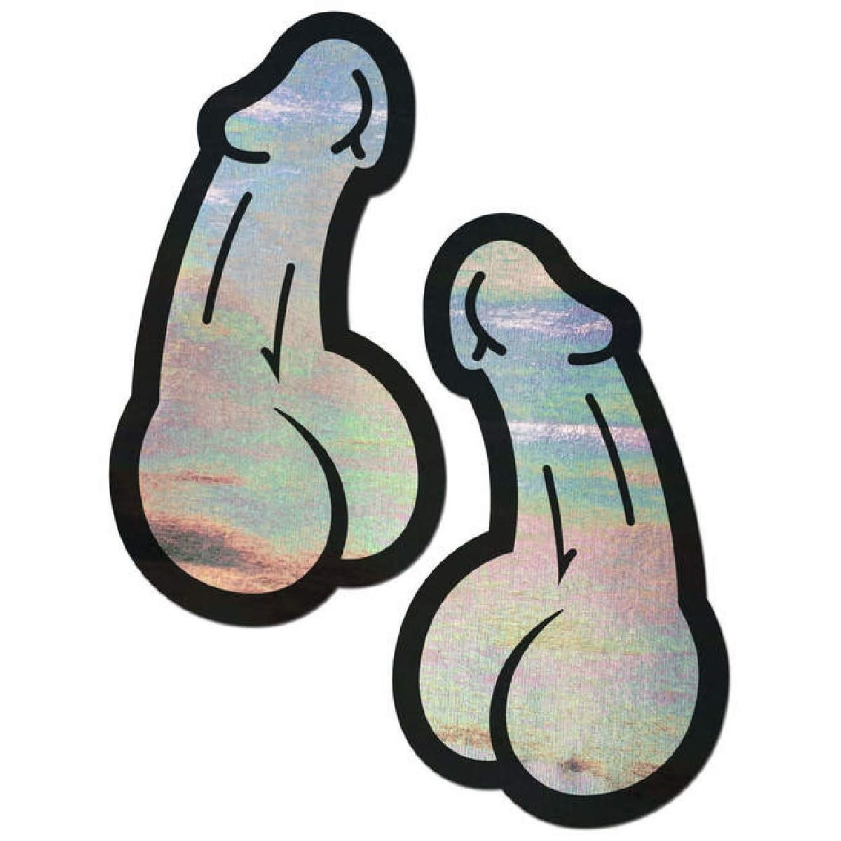 Holographic Silver Dick Pasties