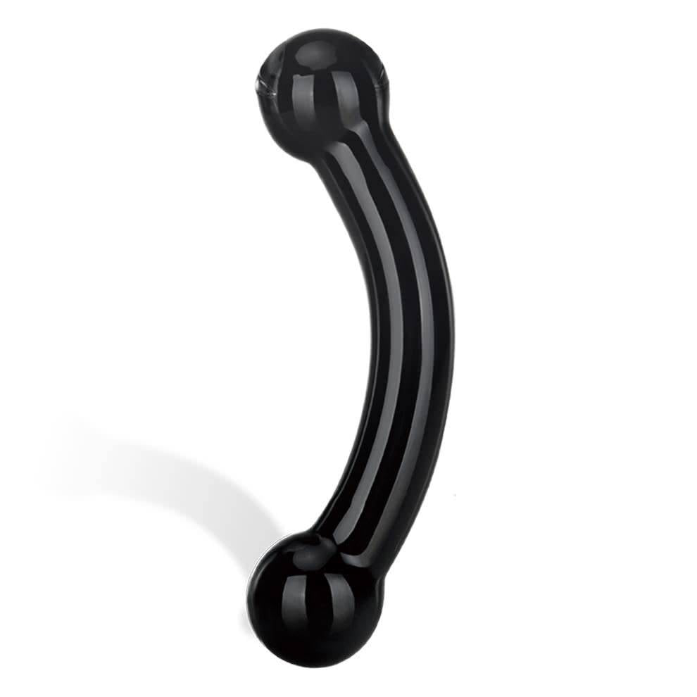 Double Bull Black Glass Dildo