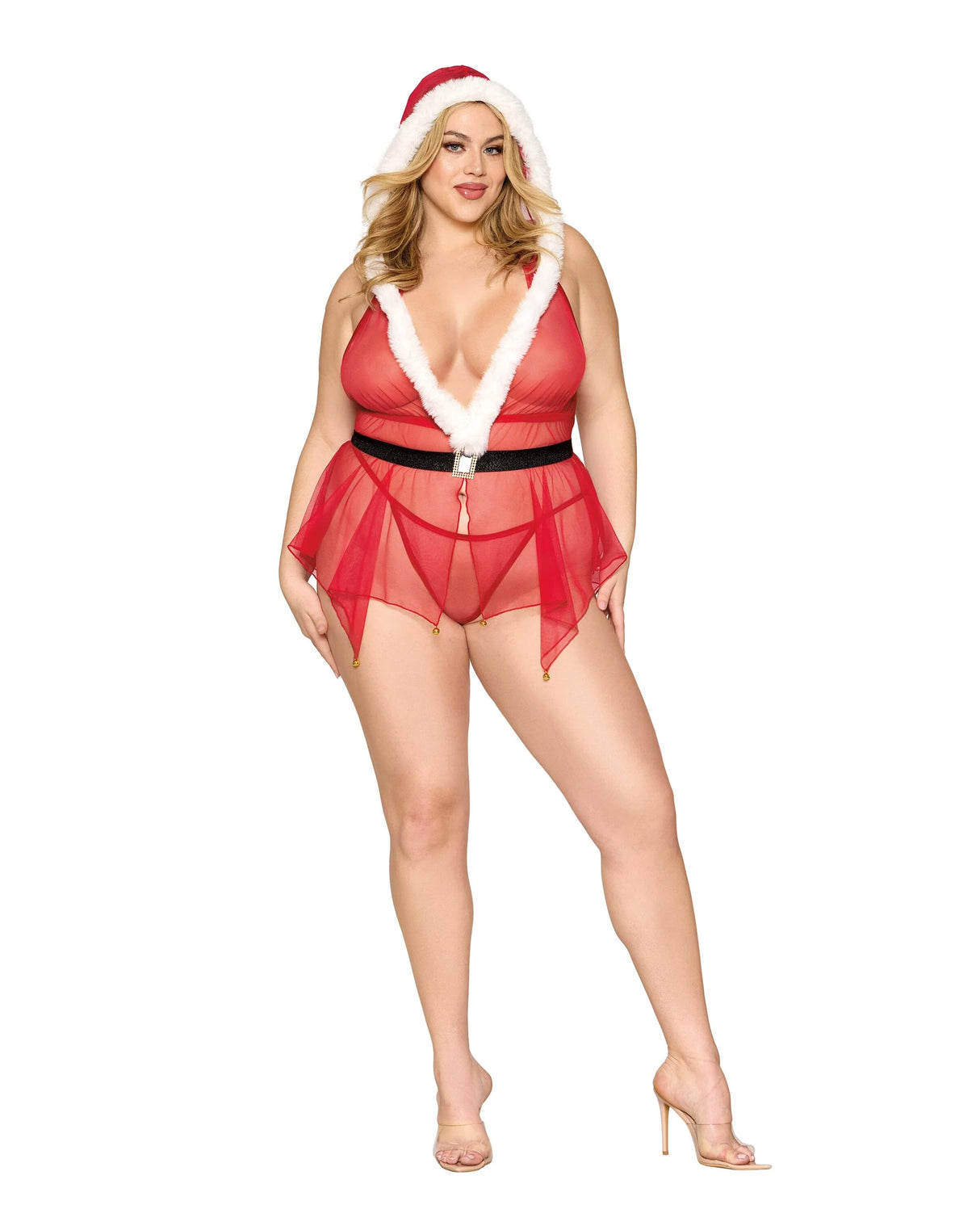 Santa's Helper Mesh Babydoll Set - Curvy