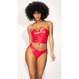 Red Hot Two-In-One Wetlook Cami Bustier Babydoll Set