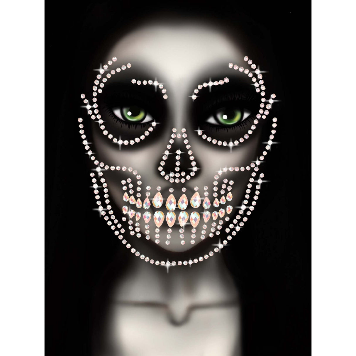 Glow In The Dark Adhesive Skeleton Face Jewels