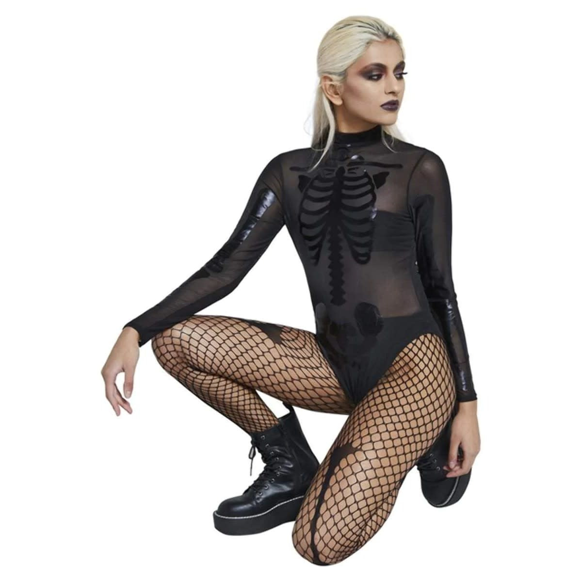 Sheer High Neck Skeleton Bodysuit