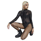 Sheer High Neck Skeleton Bodysuit