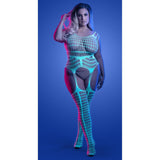 Timelapse Wide Net Gartered Bodystocking - Curvy