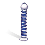 Blue Spiral Glass Dildo