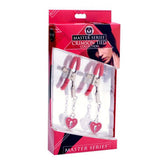 Heart Padlock Nipple Clamps - Red