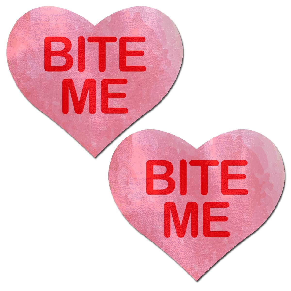 "Bite Me" Pink Heart Pasties