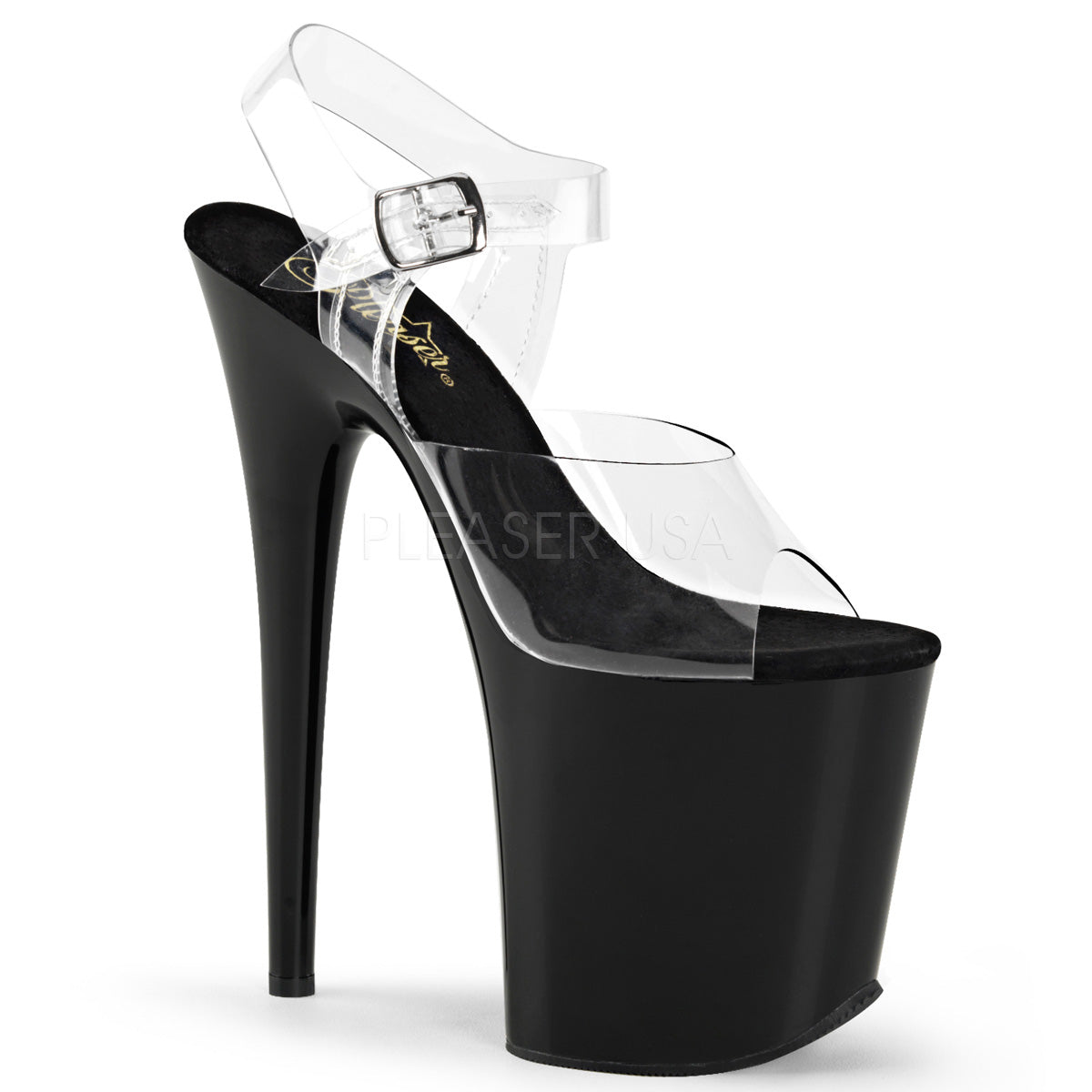 Clear Strap Black 8" Heel Stiletto