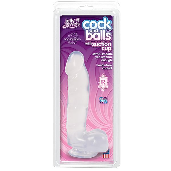 Jelly Jewels - Cock And Balls With Suction Cup - Clear