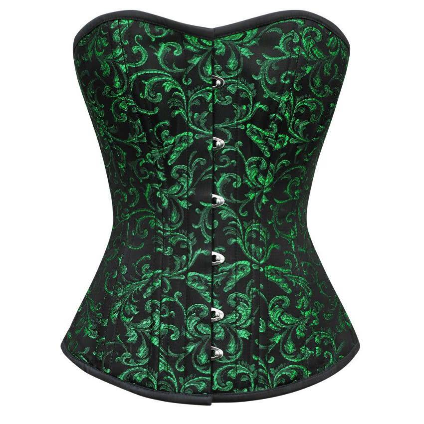 Brocade Overbust Corset Green